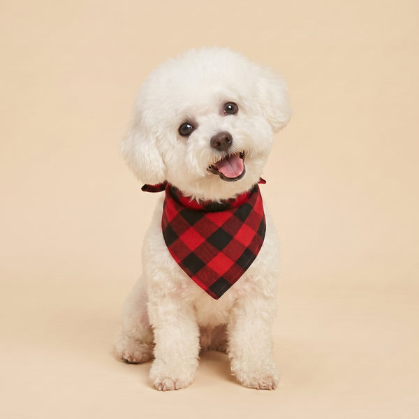 Scrunchie Bandana™ — Tie-On Plaid Dog Bandana, 6 Plaid Colorways, Sizes XS–XL