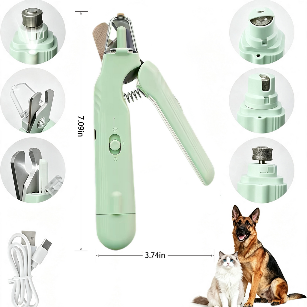 Pet Grooming Hammock & Nail Grinder Kit, 2-in-1 Dog & Cat Nail Clippers Trimmer with LED Light, Quiet Electric Grinder
