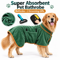 Cora's Petlife 3-in-1 Quick-Dry Pet Bathrobe & Grooming Kit - Super Absorbent Dog Drying Coat, Undercoat Rake & Hair Remover Glove