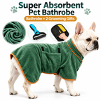 Cora's Petlife 3-in-1 Quick-Dry Pet Bathrobe & Grooming Kit - Super Absorbent Dog Drying Coat, Undercoat Rake & Hair Remover Glove