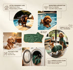 Cora's Petlife 3-in-1 Quick-Dry Pet Bathrobe & Grooming Kit - Super Absorbent Dog Drying Coat, Undercoat Rake & Hair Remover Glove