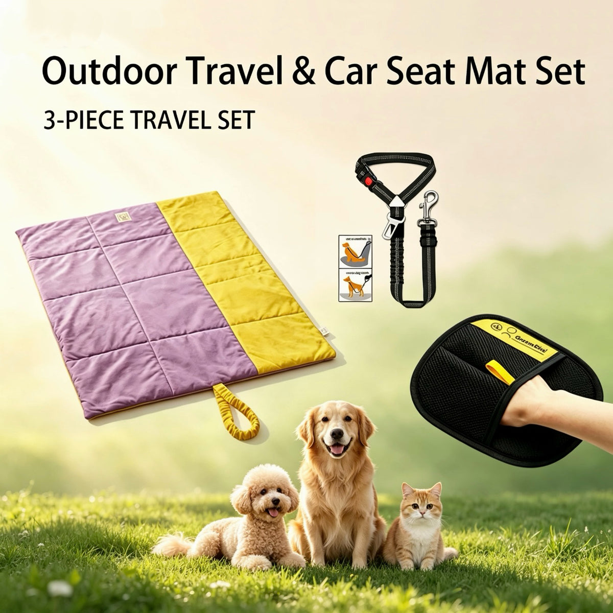 Dog car seat cover set 3 piece travel kit main image