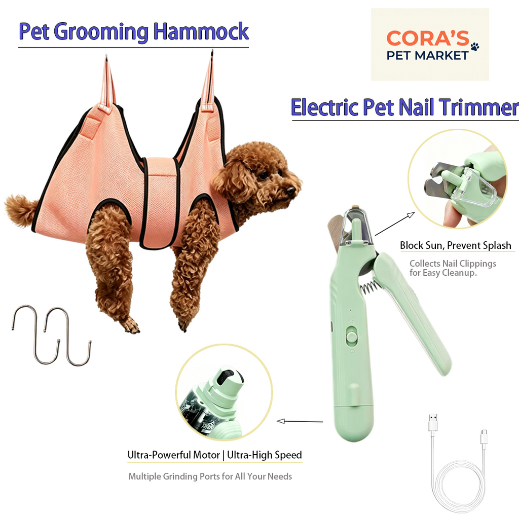 Pet Grooming Hammock & Nail Grinder Kit combo