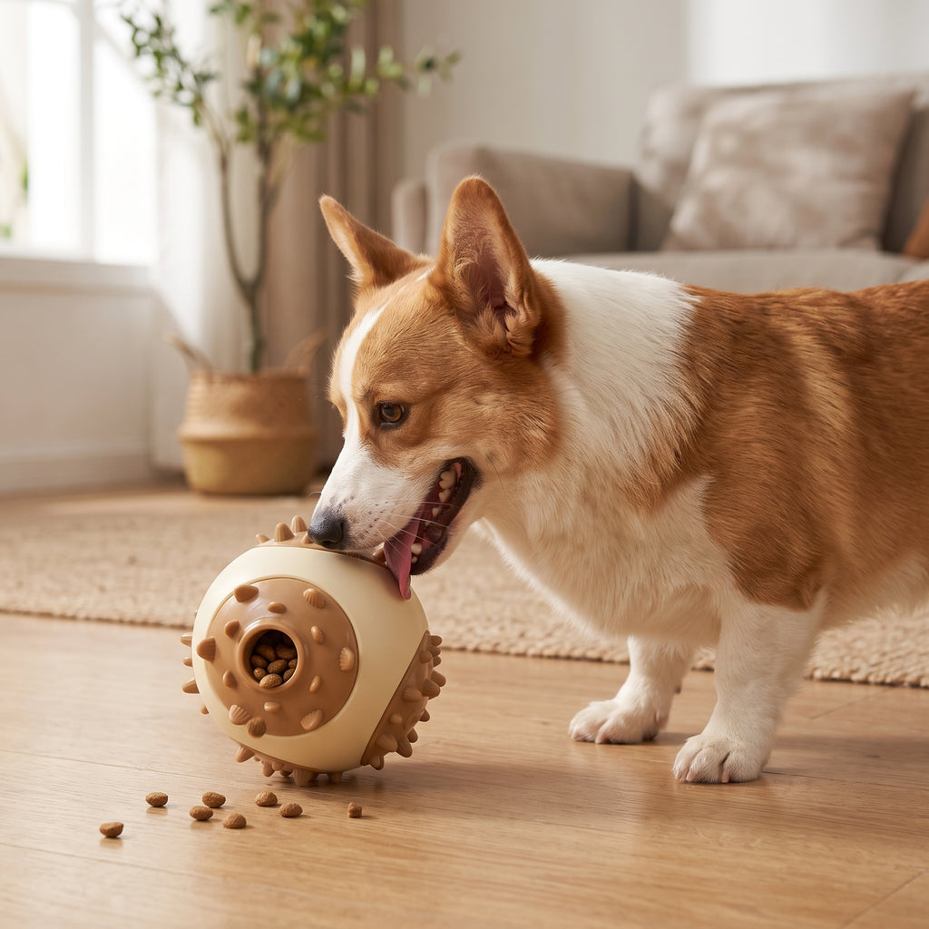 Cora's Petlife Treat Dispenser Ball - side view