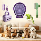 4PCS Dog Grooming & Cleanup Kit with five dogs in living room - main image