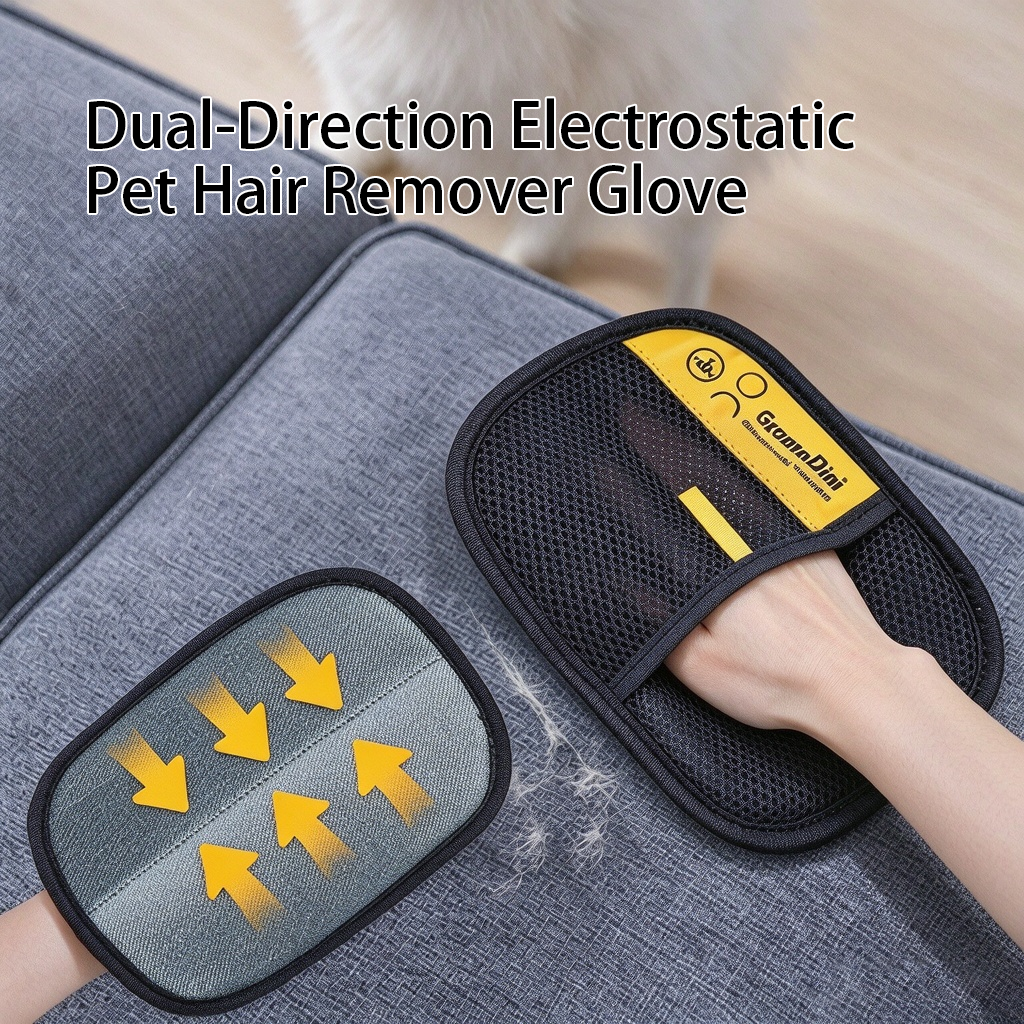 Dual direction electrostatic pet hair removal glove